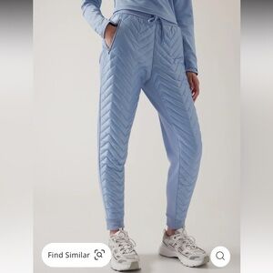 Athleta Apres Ski Quilted Down Primaloft Joggers Pants Blue New w/ Tags